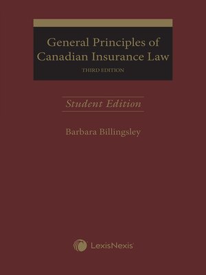 cover image of General Principles of Canadian Insurance Law